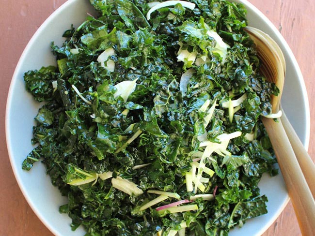 Kale salad with cheese and apples.